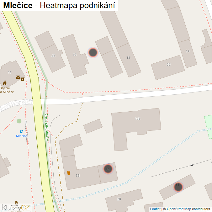 Mapa Mlečice - Firmy v obci.
