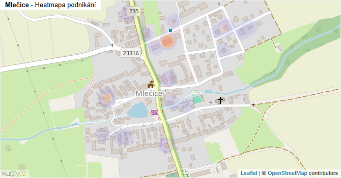 Mlečice - mapa podnikání