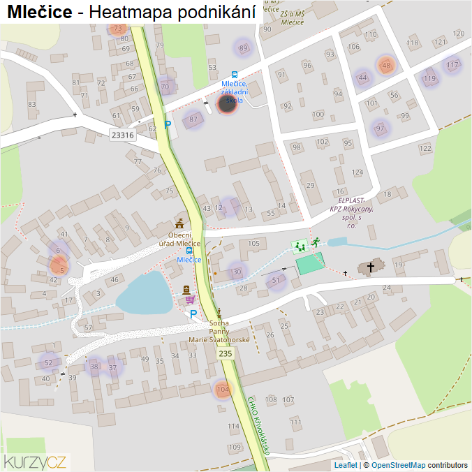 Mapa Mlečice - Firmy v části obce.