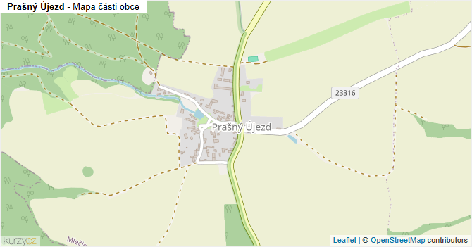 Prašný Újezd - mapa části obce
