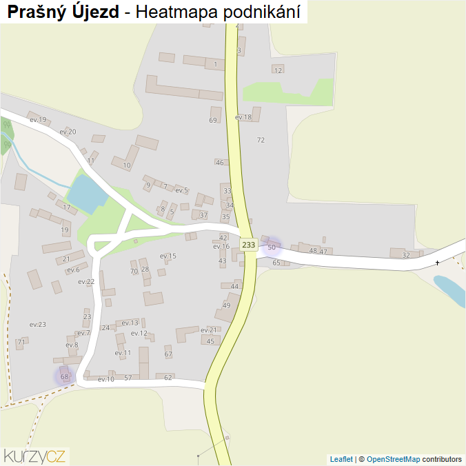 Mapa Prašný Újezd - Firmy v části obce.