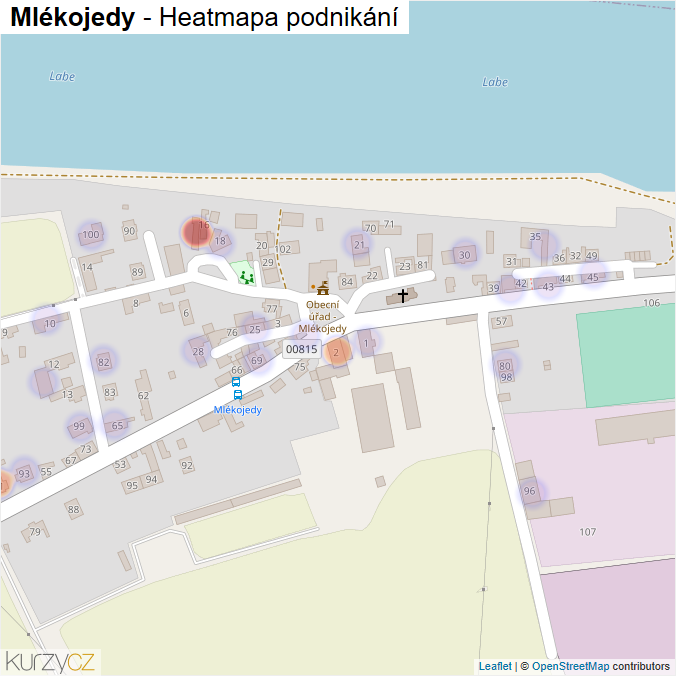 Mapa Mlékojedy - Firmy v části obce.
