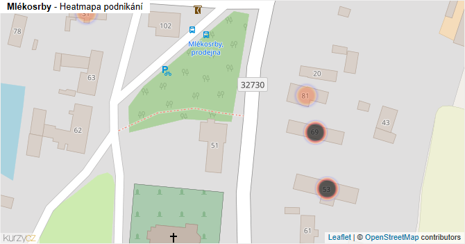 Mlékosrby - mapa podnikání