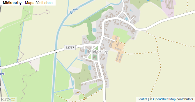 Mlékosrby - mapa části obce