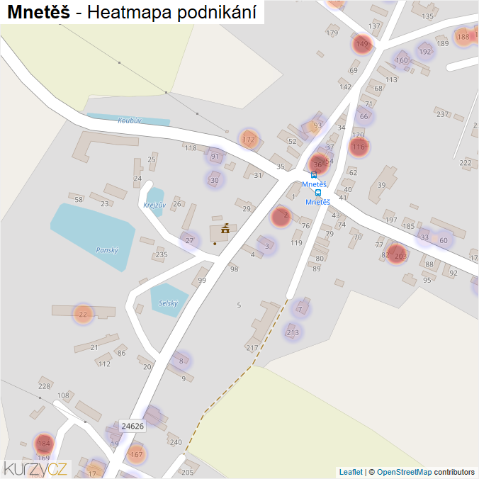 Mapa Mnetěš - Firmy v části obce.