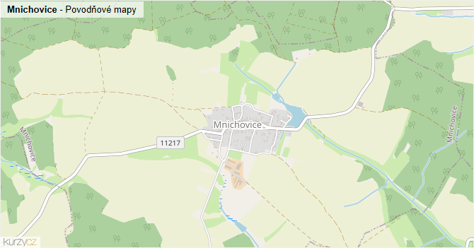 Mnichovice - záplavové mapy stoleté vody