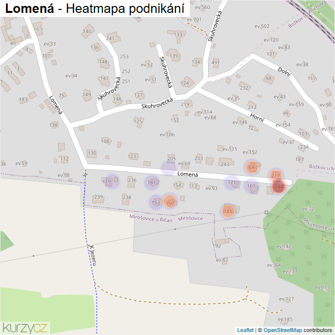 Mapa Lomená - Firmy v ulici.