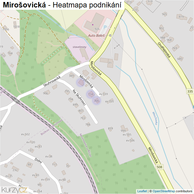 Mapa Mirošovická - Firmy v ulici.
