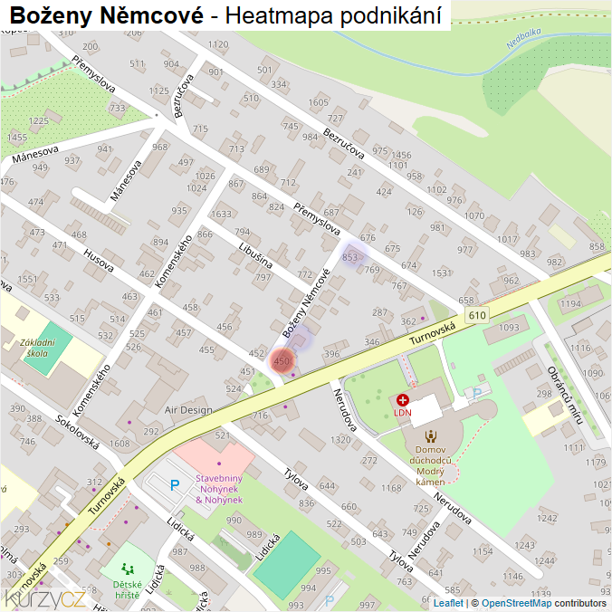 Mapa Boženy Němcové - Firmy v ulici.