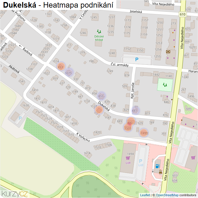 Mapa Dukelská - Firmy v ulici.