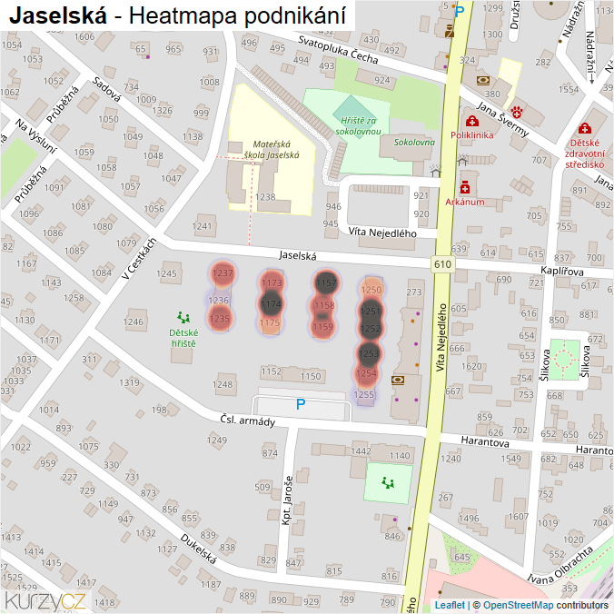 Mapa Jaselská - Firmy v ulici.
