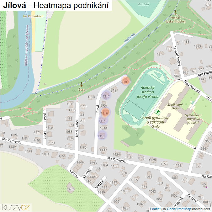 Mapa Jílová - Firmy v ulici.