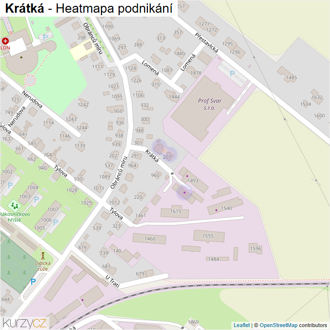 Mapa Krátká - Firmy v ulici.