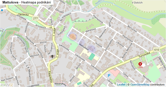 Mattušova - mapa podnikání