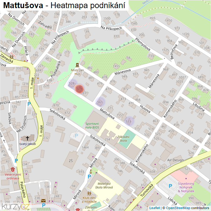 Mapa Mattušova - Firmy v ulici.