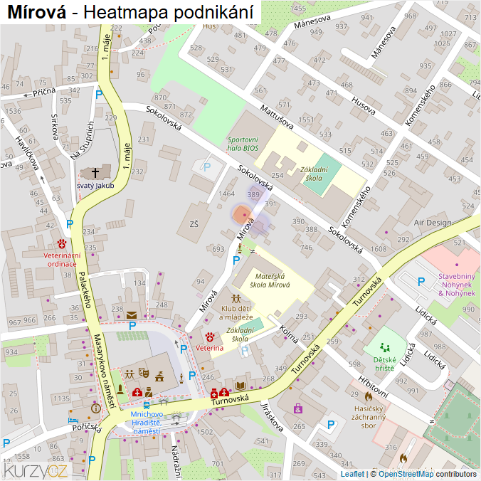 Mapa Mírová - Firmy v ulici.