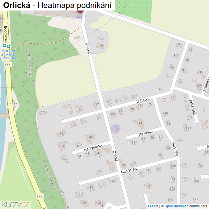 Mapa Orlická - Firmy v ulici.