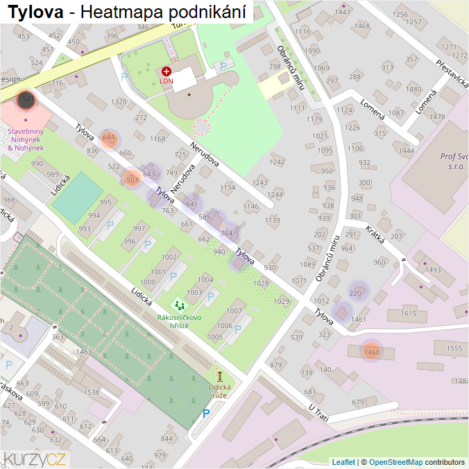 Mapa Tylova - Firmy v ulici.