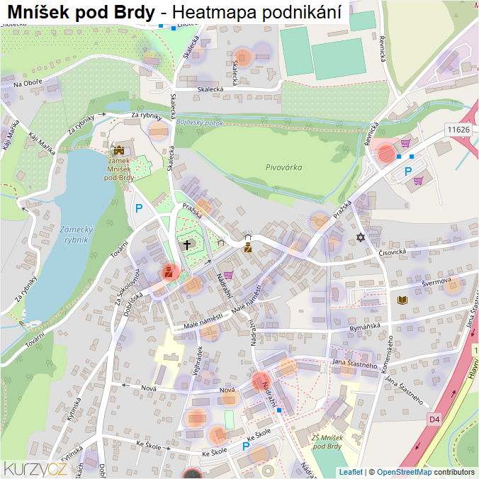 Mapa Mníšek pod Brdy - Firmy v obci.