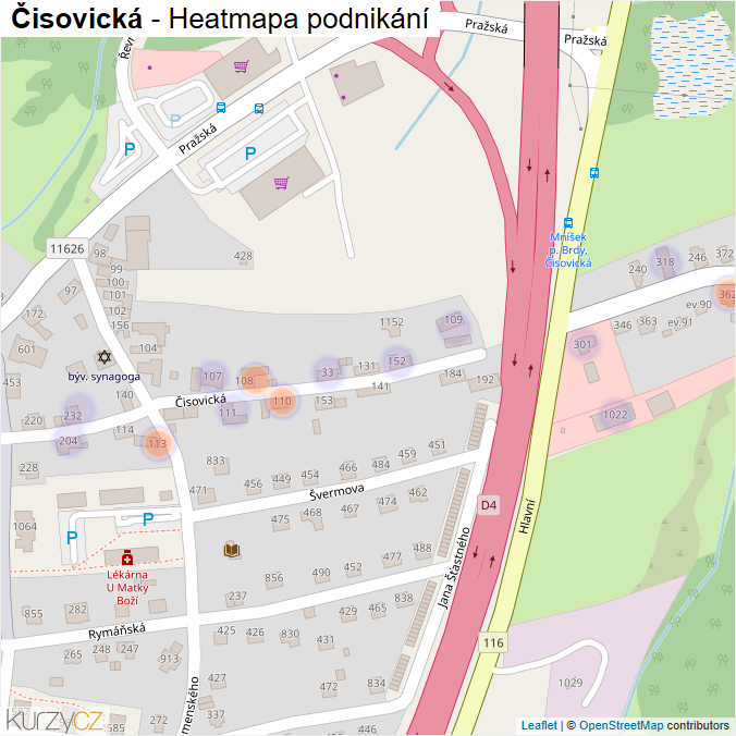 Mapa Čisovická - Firmy v ulici.