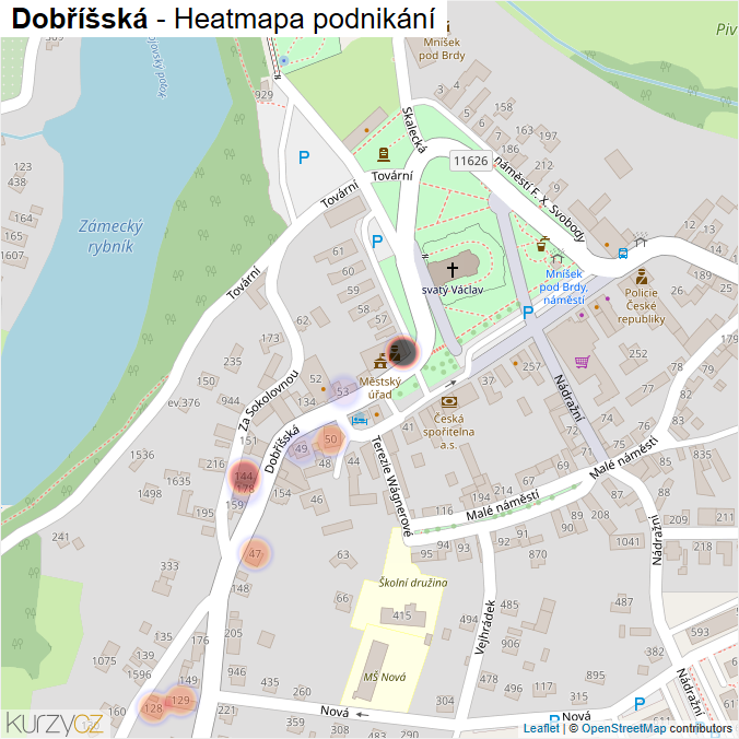 Mapa Dobříšská - Firmy v ulici.