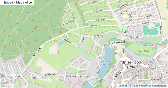 Hájová - mapa ulice