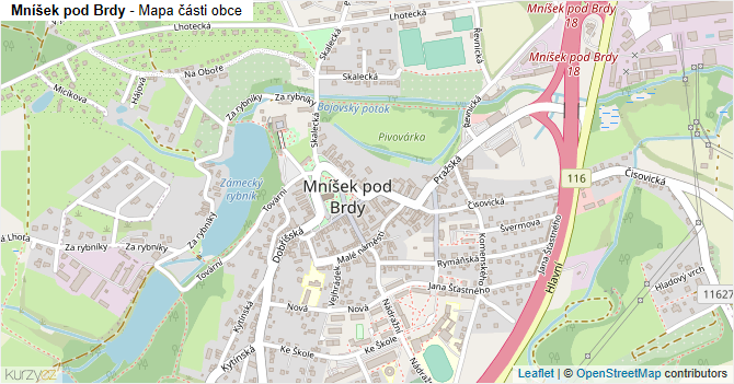 Mníšek pod Brdy - mapa části obce