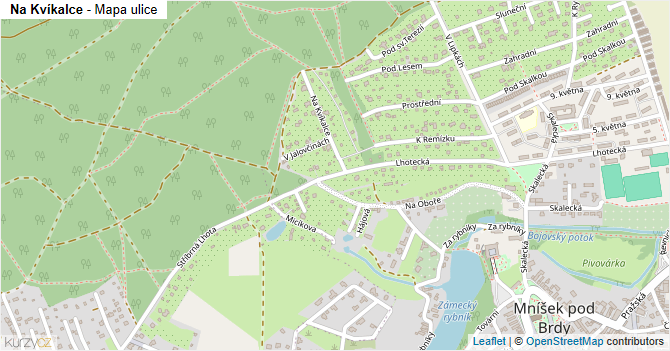 Na Kvíkalce - mapa ulice