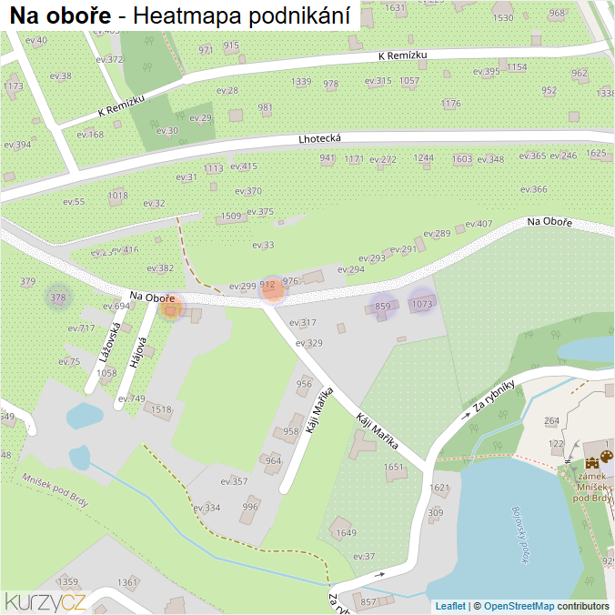 Mapa Na oboře - Firmy v ulici.