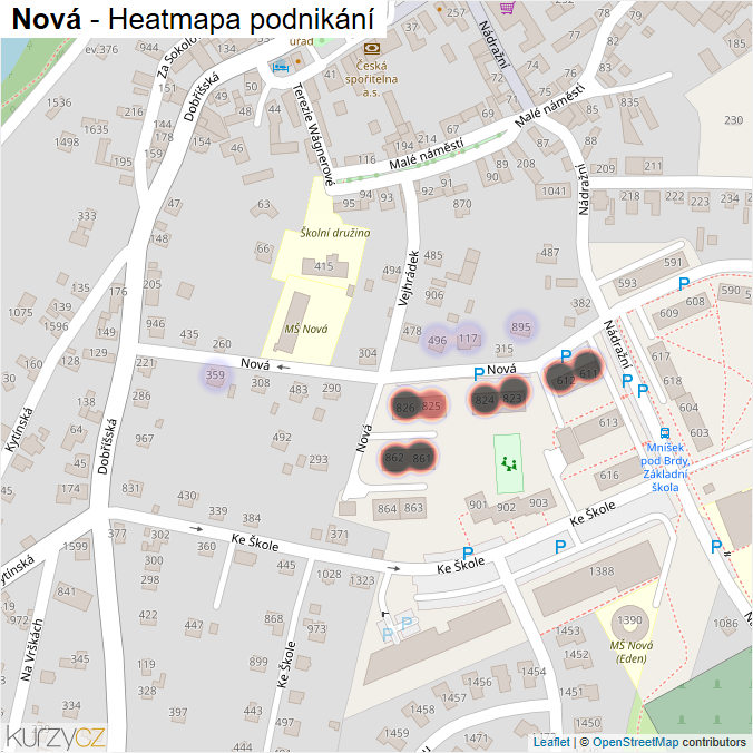 Mapa Nová - Firmy v ulici.