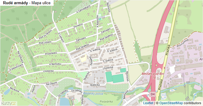 Rudé armády - mapa ulice