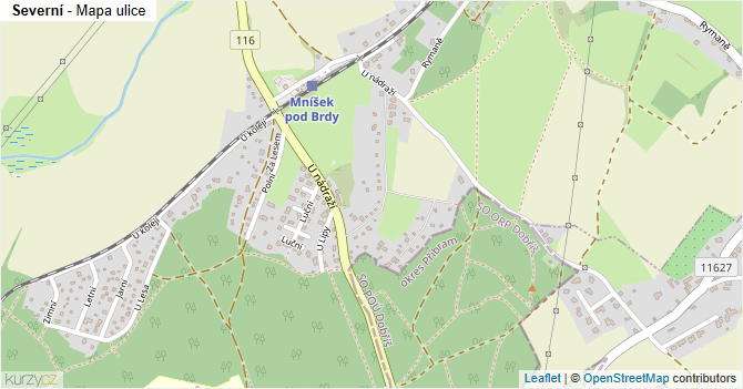 Severní - mapa ulice