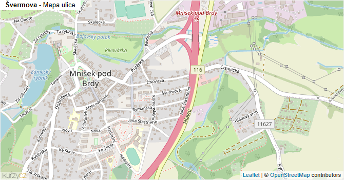 Švermova - mapa ulice