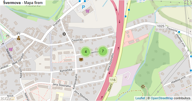 Švermova - mapa firem