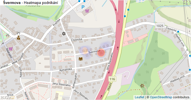 Švermova - mapa podnikání
