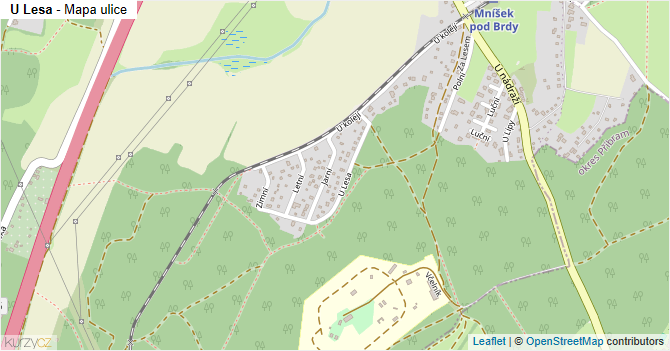 U Lesa - mapa ulice