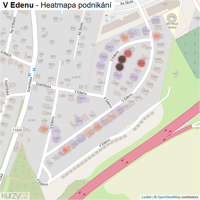 Mapa V Edenu - Firmy v ulici.