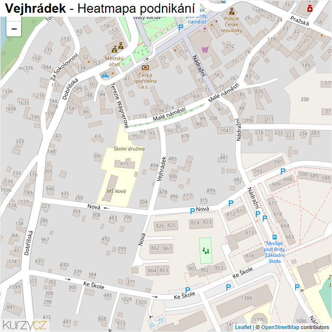 Mapa Vejhrádek - Firmy v ulici.