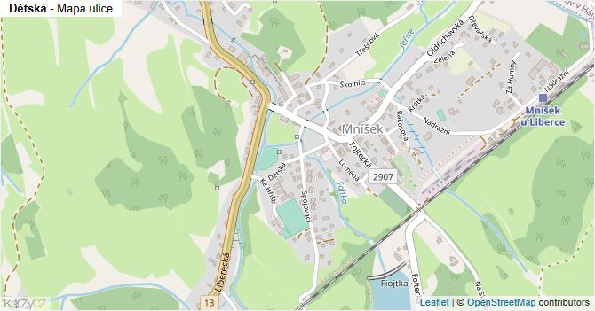 Dětská - mapa ulice