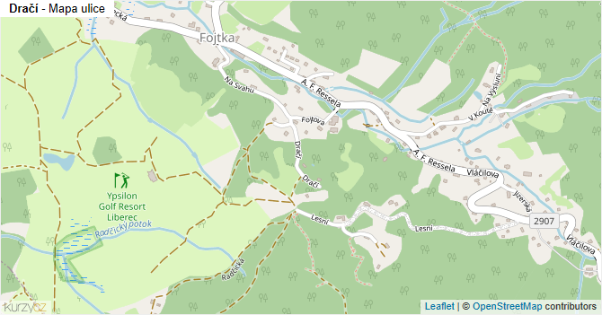Dračí - mapa ulice