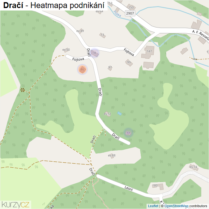 Mapa Dračí - Firmy v ulici.