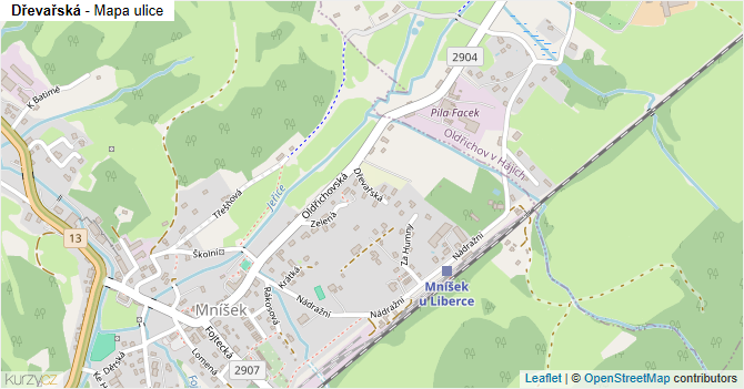 Dřevařská - mapa ulice