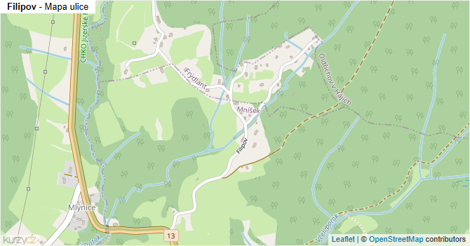 Filipov - mapa ulice