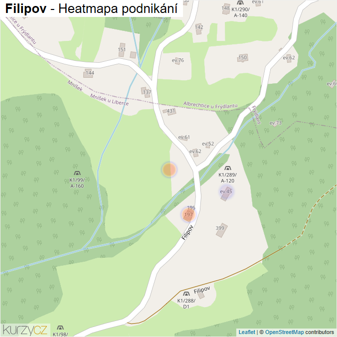 Mapa Filipov - Firmy v ulici.