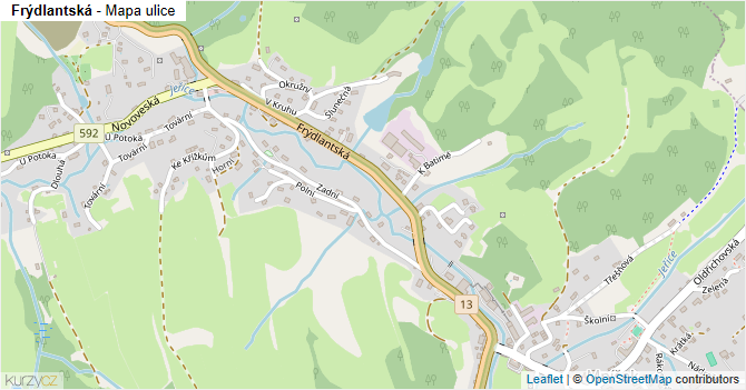Frýdlantská - mapa ulice