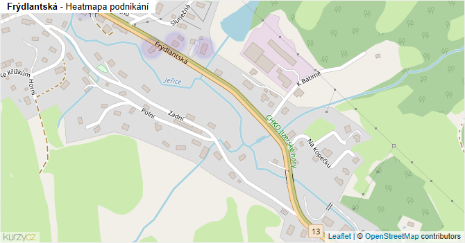 Frýdlantská - mapa podnikání