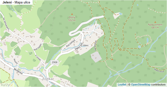 Jelení - mapa ulice