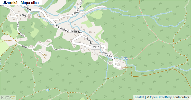 Jizerská - mapa ulice