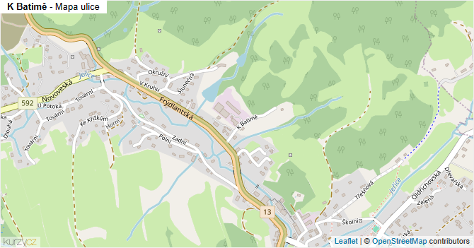 K Batimě - mapa ulice