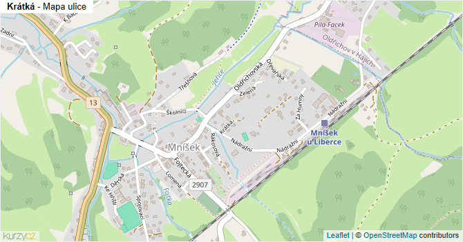 Krátká - mapa ulice
